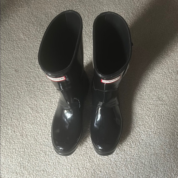 Hunter Glossy Black Waterproof Boots Sz 8 - Picture 3 of 11